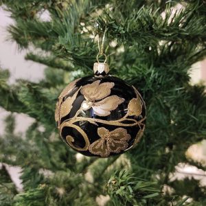 Pallina Nera con Decori Oro e Glitter