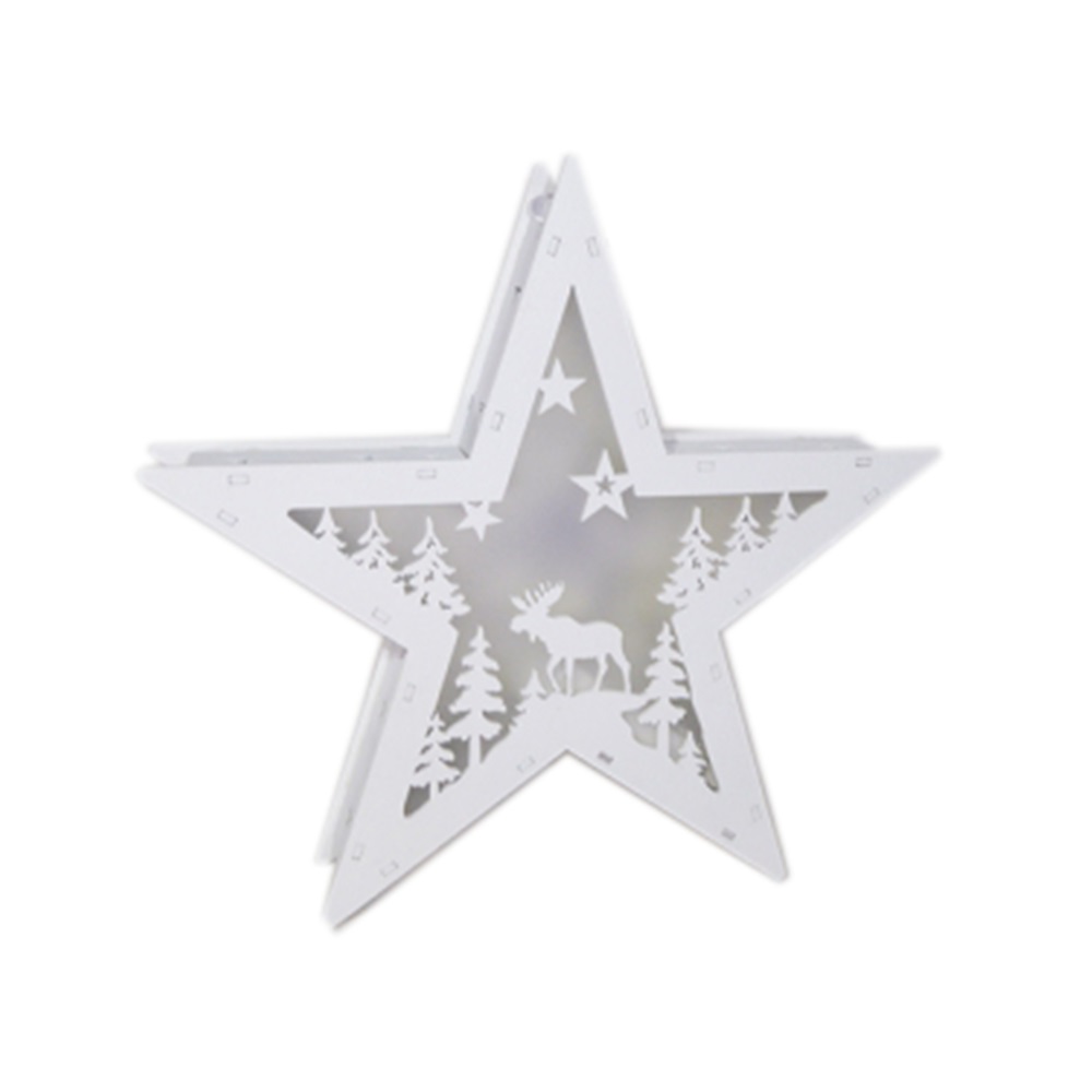 Stella con Alce nel Bosco e Luci Led