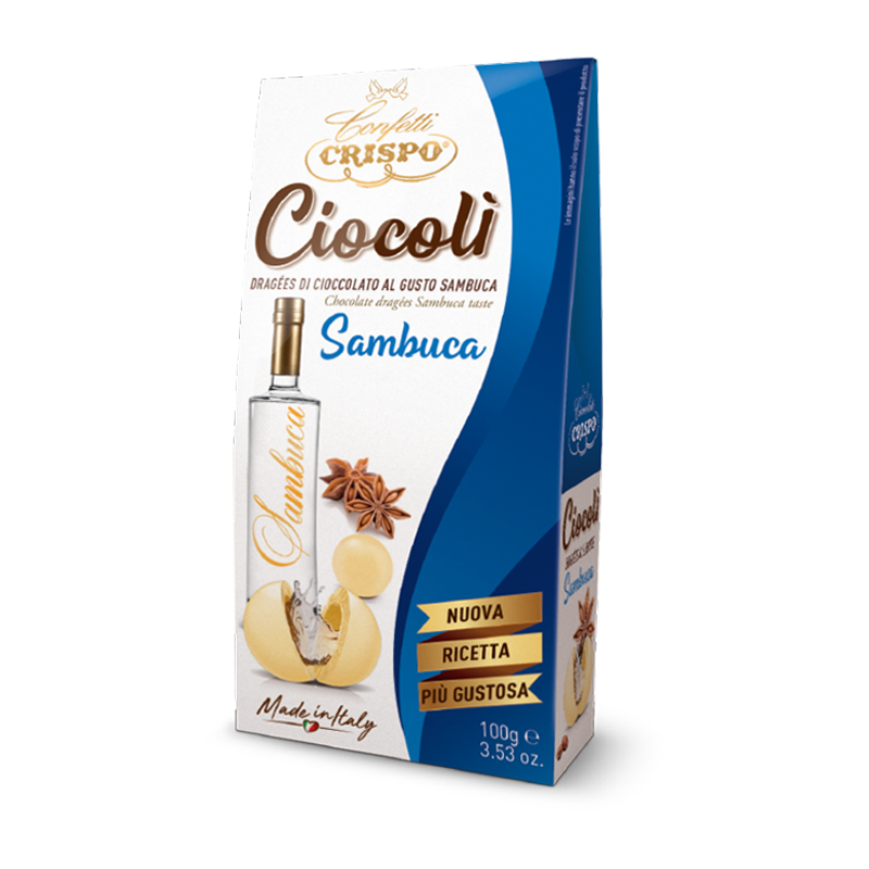 Crispo Ciocolì Praline di Cioccolato Fondente Ripiene di Sambuca 100g