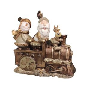 Locomotiva con Pupazzo di Neve, Babbo Natale e Renna