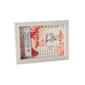 Calendario Perpetuo con Termometro, Decoro Floreale e Scritta “La Vita è Bella” – Regali di Cuore