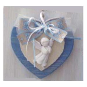 Cuore Grande Azzurro da Appendere con Angelo