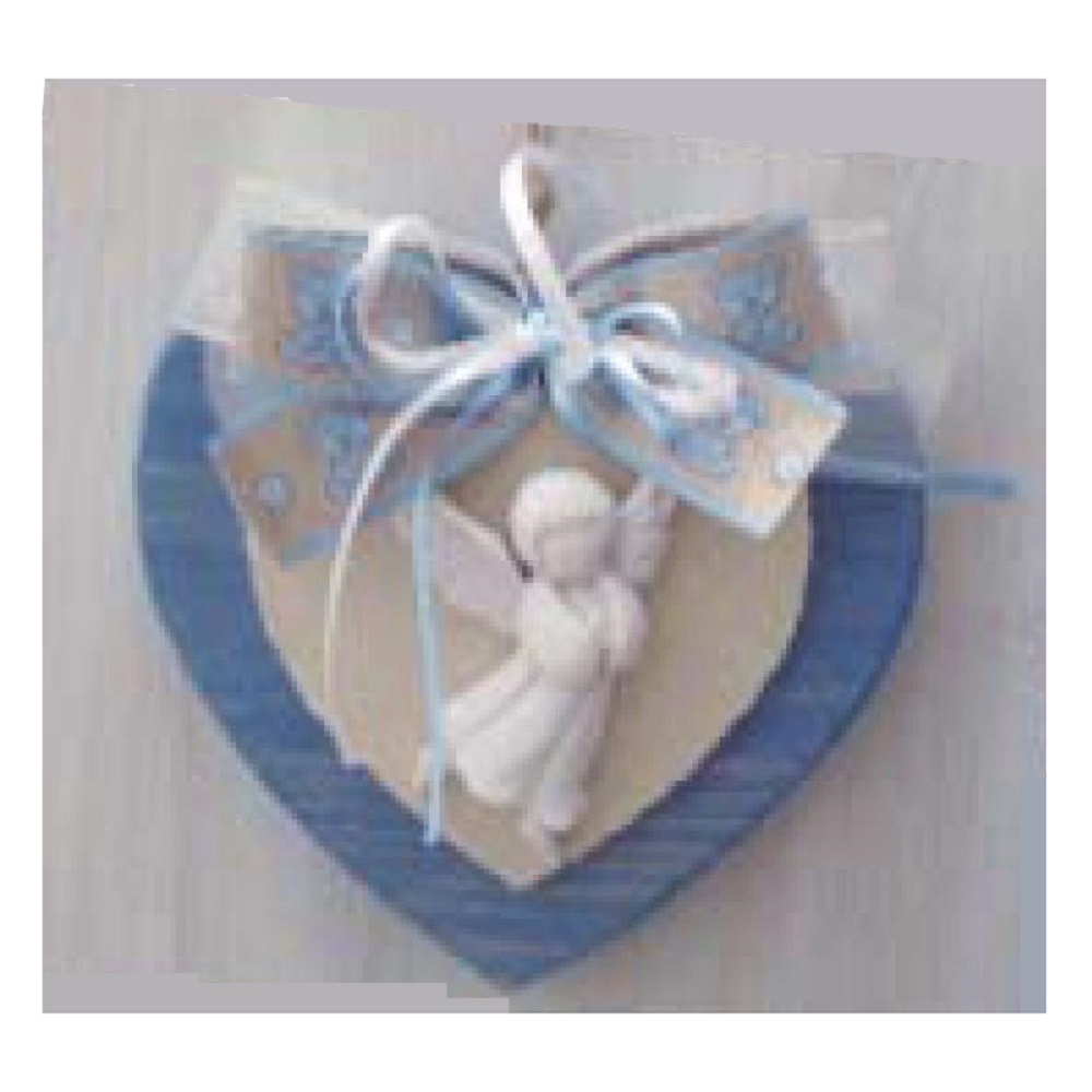 Cuore Grande Azzurro da Appendere con Angelo