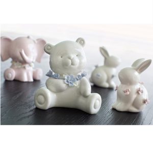 Animali in Porcellana Bianca e Colorata con Fiori