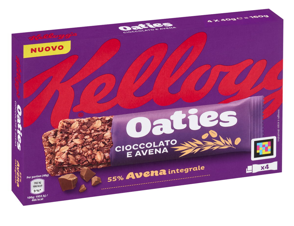Kellogg’s Oaties Barrette di Avena Integrale con Pezzi di Cioccolato 160g