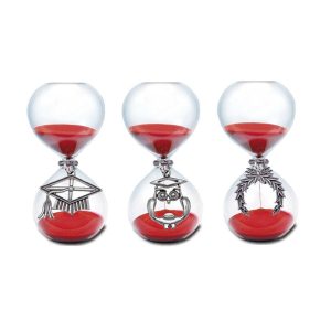 Clessidra Sabbia Rossa con Ciondolo Laurea in Argento