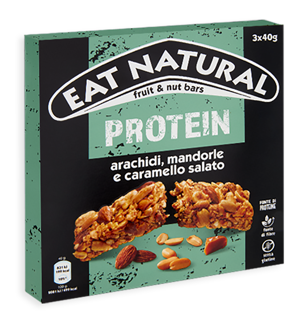 Eat Natural Protein Barretta con Arachidi, Mandorle e Caramello Salato 120g