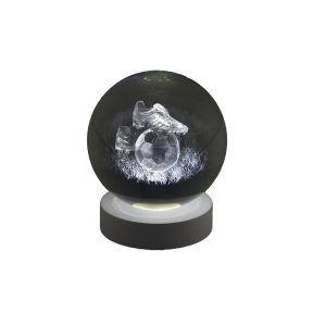 Sfera Luminosa su Base in Legno Bianco Calcio