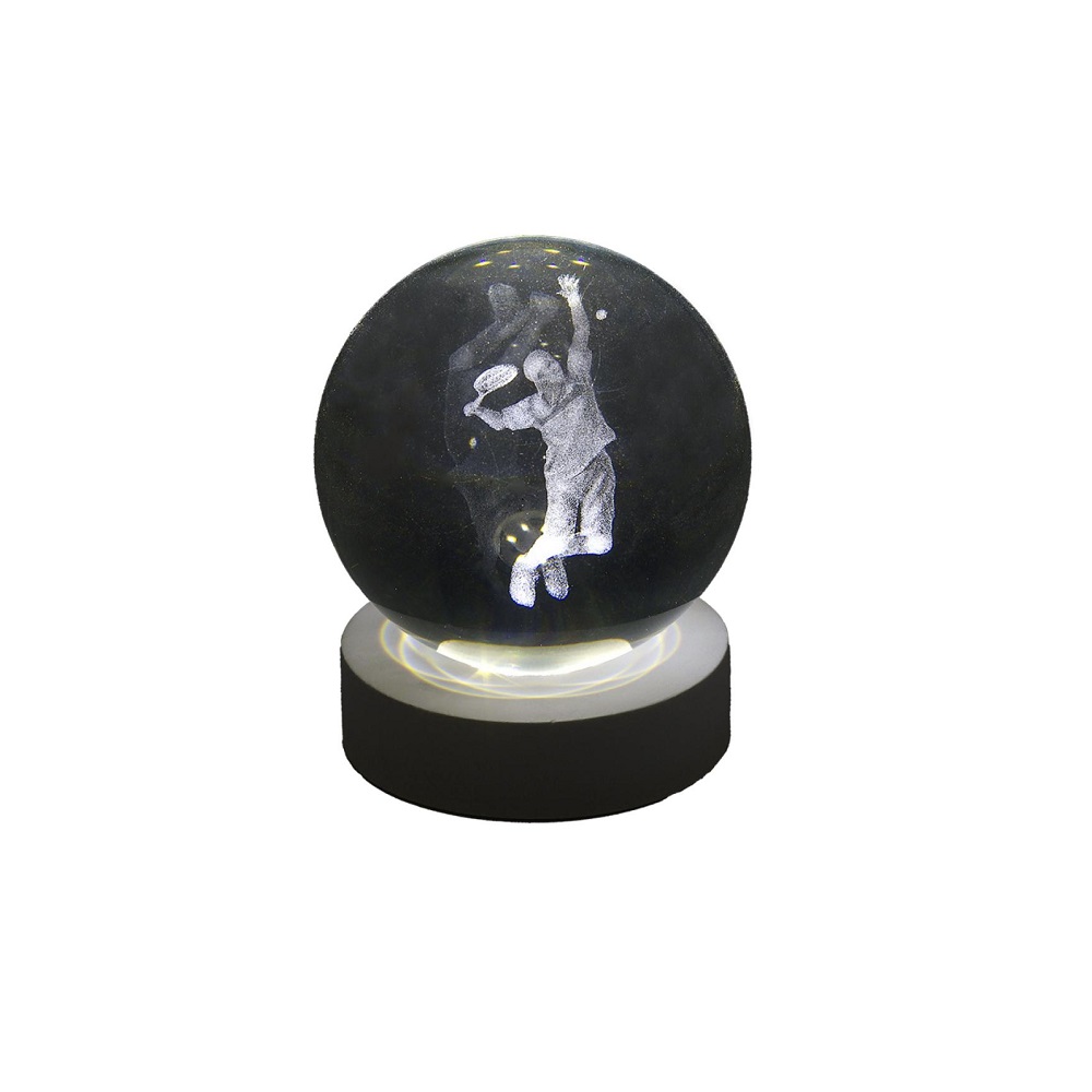 Sfera Luminosa su Base in Legno Bianco Tennis