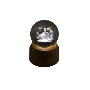 Sfera Luminosa su Base Rotativa in Legno Grezzo Piccolo Principe su Pianeta
