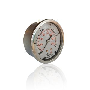 Manometro inox glicerina 0-25 bar assiale att. 1/4” d. 63 mm.