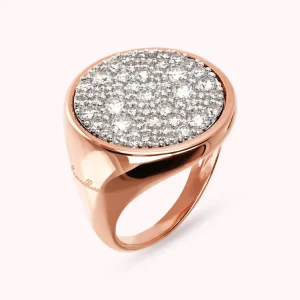 Anello Chevalier Grande con Pavé Tondo in Spinello Nero o Cubic Zirconia