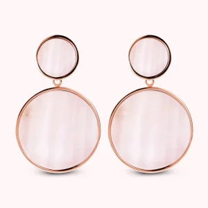 Orecchini Pendenti a Doppio Disco con Pietra Naturale o Madreperla