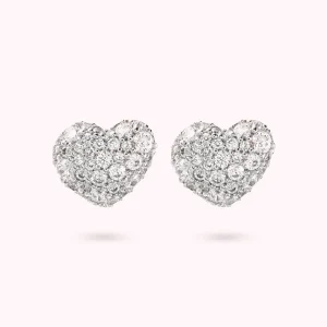 Orecchini Cuore a Lobo con Pavé in Cubic Zirconia