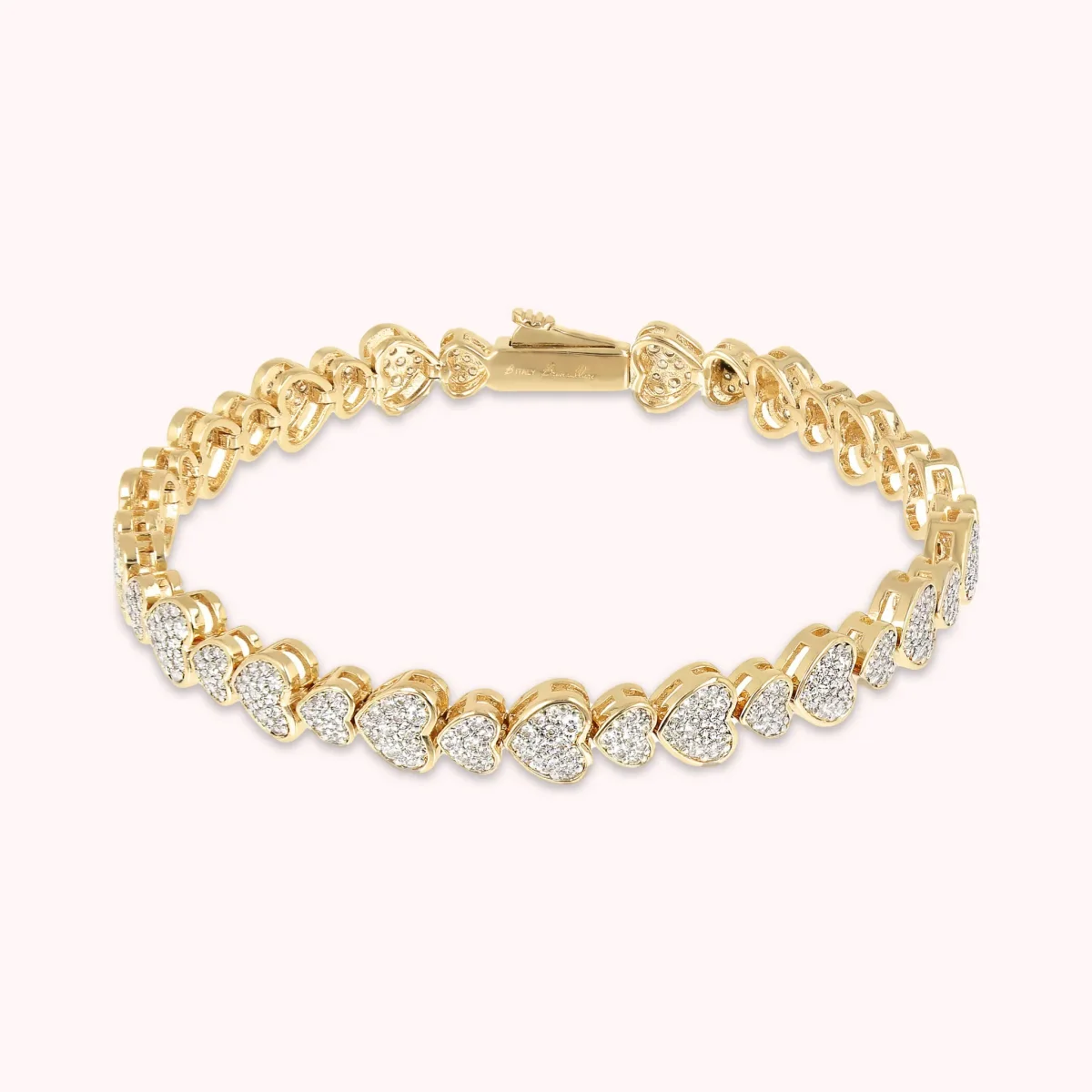Bracciale Tennis Golden con Cuori Pavé in Cubic Zirconia