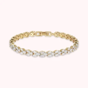 Bracciale Tennis Golden Design Treccia con Cubic Zirconia