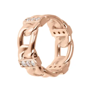 Anello a Fascia con Maglie e Cubic Zirconia