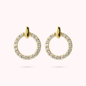 Orecchini Cerchi a Lobo Golden in Cubic Zirconia