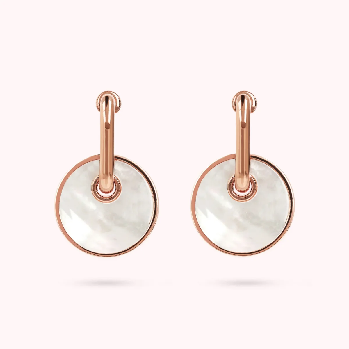 Orecchini con Pendente a Bottone in Pietra Naturale Piatta