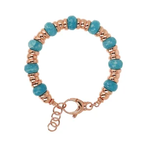 Bracciale con Rondelle Golden Rosé e in Pietra Naturale Sfaccettata