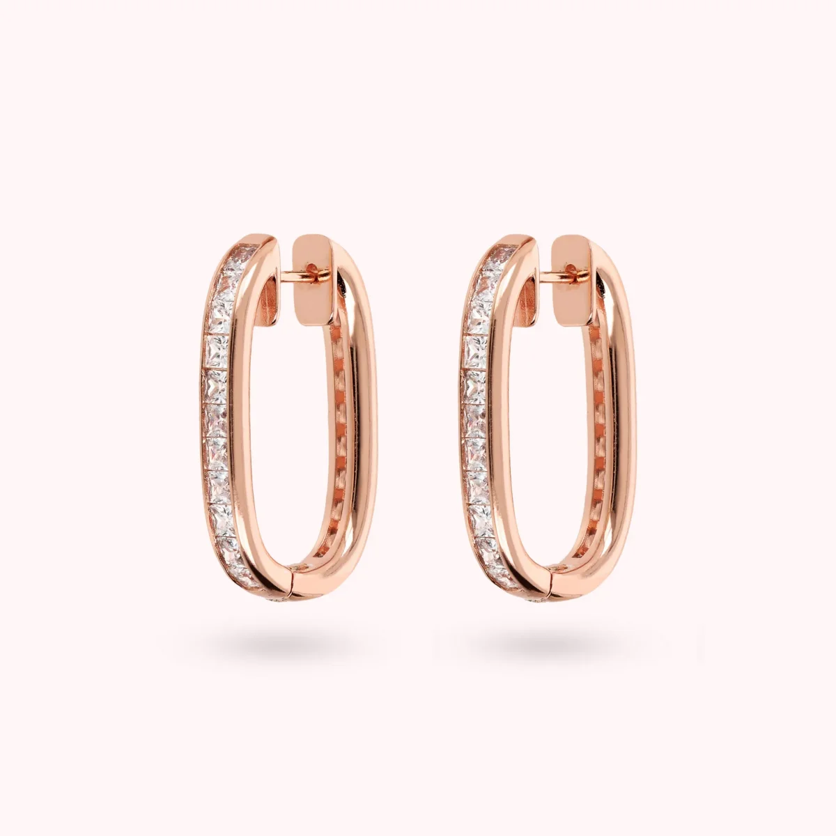 Orecchini Ovali con Cubic Zirconia Quadrate Taglio Princess