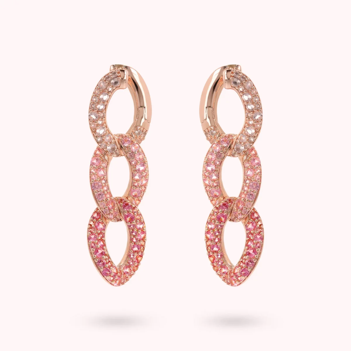 Orecchini Pendenti Catena Grumetta con Pavé di Cubic Zirconia