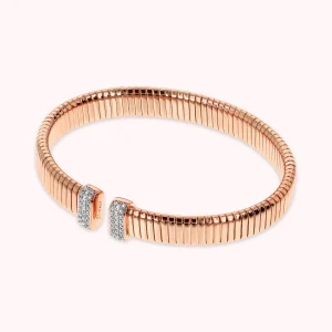Bracciale Rigido Tubogas con Pavé di Cubic Zirconia