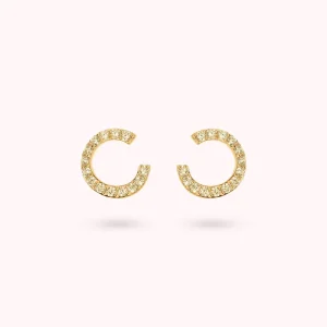 Orecchini a Lobo Golden Semicerchio con Cubic Zirconia