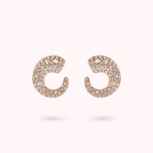 Orecchini a Lobo Semicerchio Graduato in Pavé Misto