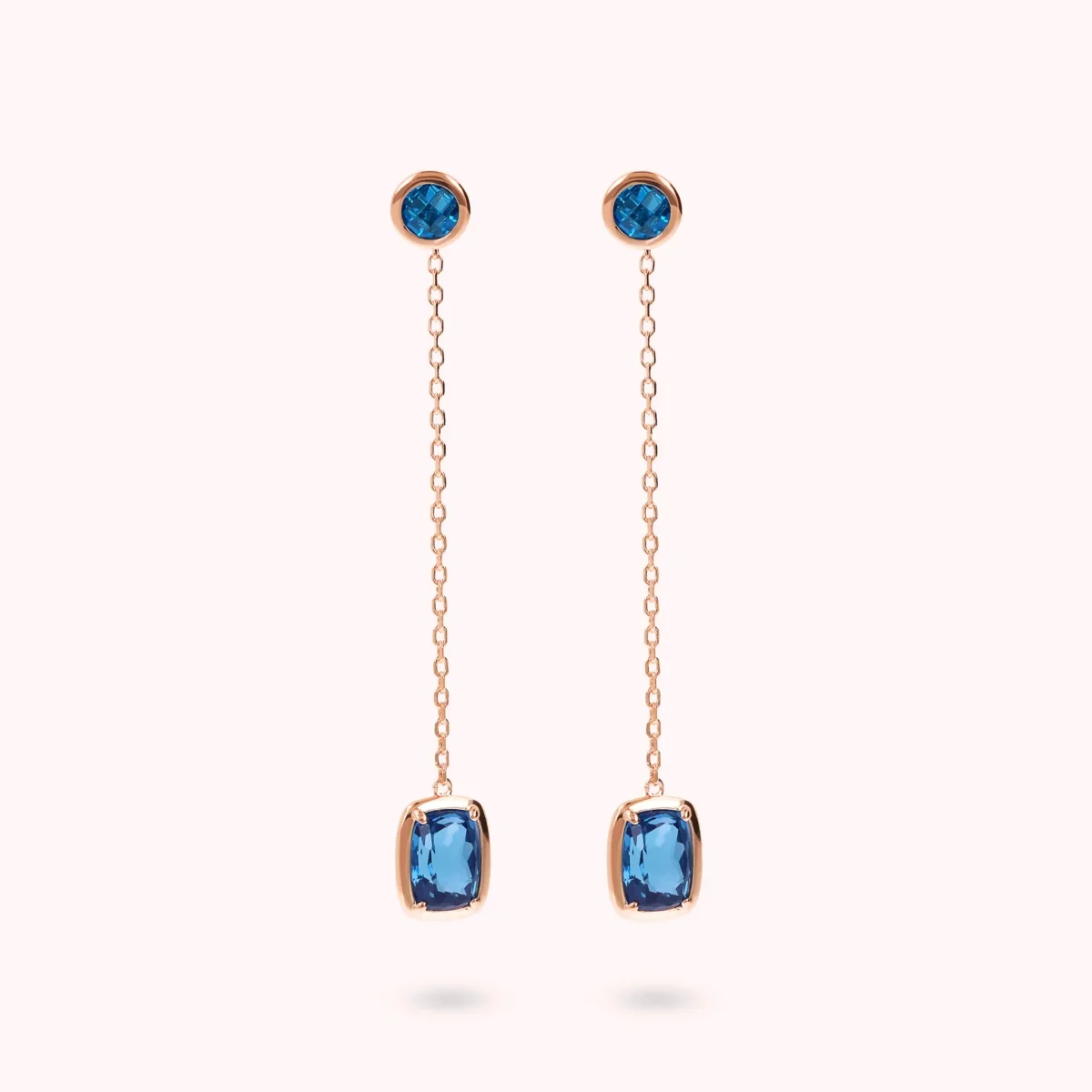 Orecchini Pendenti a Filo con Prisma Gem Tonde e a Baguette