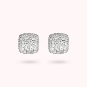 Orecchini a Lobo Quadrati Golden con Pavé di Cubic Zirconia