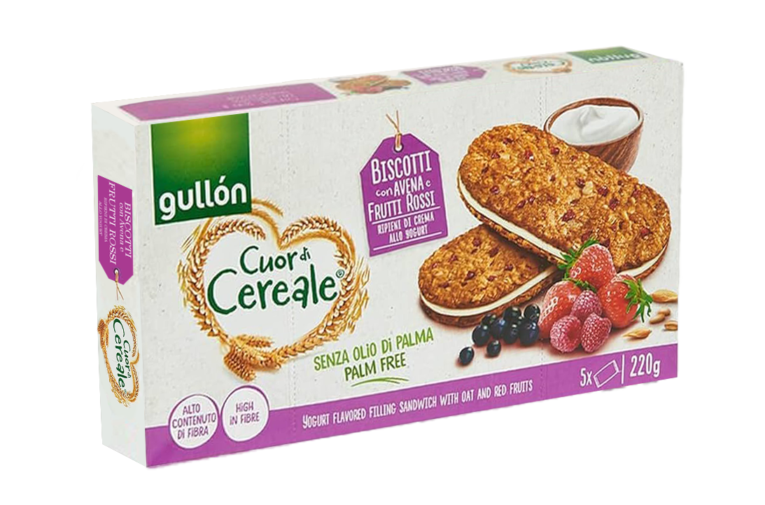 Gullon Cuor di Cereale Ripieno e Frutti Rossi 220g