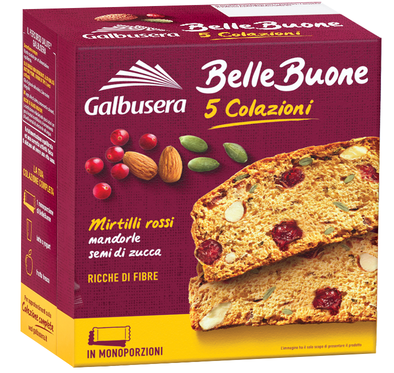 Galbusera BelleBuone Fette Spesse con Mirtilli Rossi, Mandorle e Semi di Zucca 200g