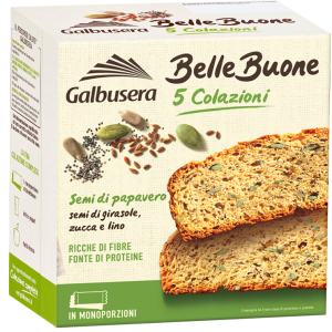 Galbusera BelleBuone Fette Spesse con Semi di Papavero, Girasole, Zucca e Lino 200g