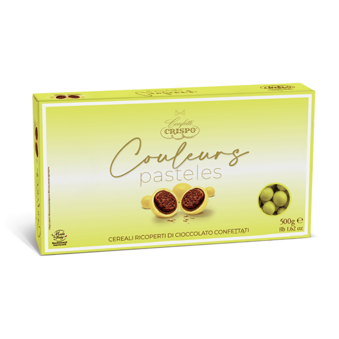 Crispo Confetti Couleurs Pasteles Giallo Cereali Ricoperti di Cioccolato 500g
