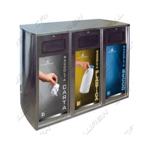 Cestino triplo porta rifiuti con serratura (differenziata)