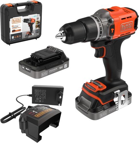 Trapano/Avvitatore Black+Decker BRUSHLESS a percussione 18V in valigetta con 2 batterie LITIO