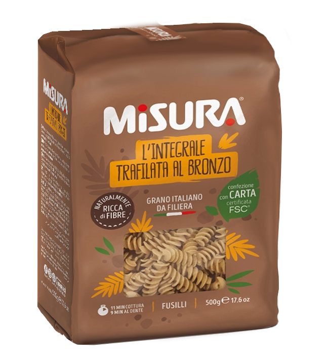 Misura Fusilli Rigate Integrali Ricchi di Fibre 500g